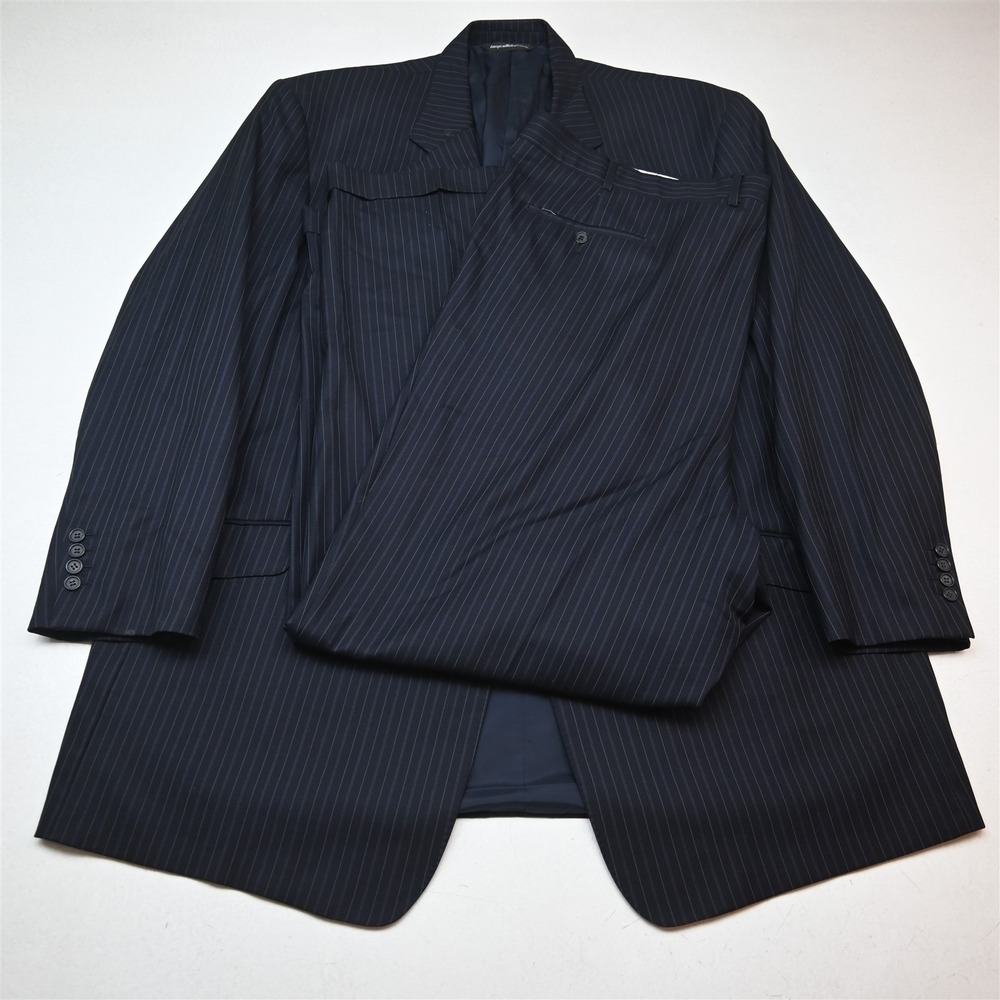Coppley 52L 48x34 Navy Blue Wool Cashmere Striped Mens Jacket Pants Suit